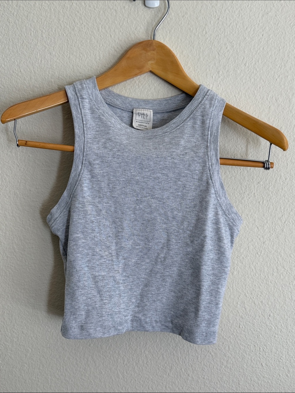 Full Tilt Light Gray Ribbed Cropped Tank